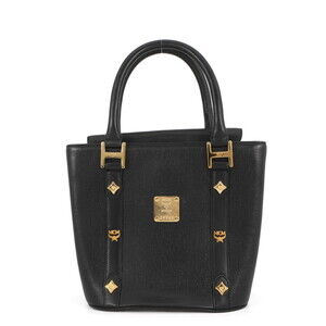 MCM handbag, leather, black, handbag for women.